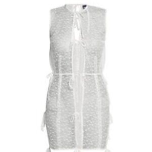 New Jacquemus  TieAccented Lace Tunic  white , 42 (10)